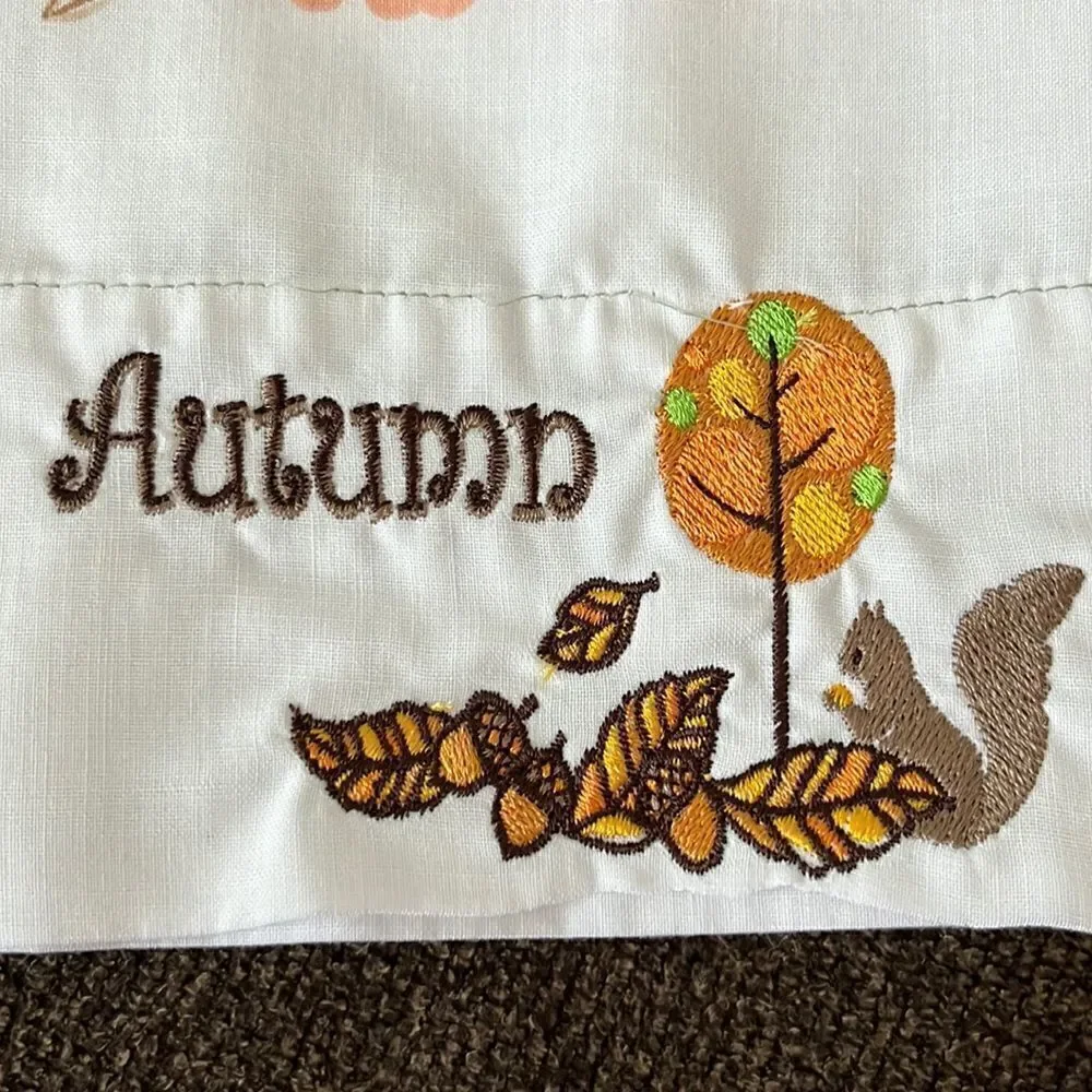 Set 2 Custom Autumn Embroidered White with Red/Brown Floral Accent Pillowcases